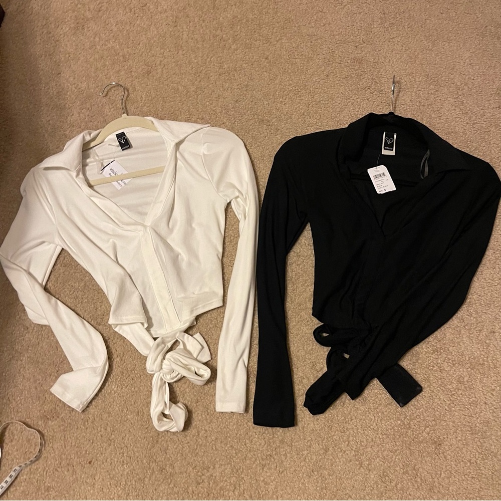 Windsor long sleeve tie around crop tops BUNDLE